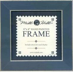 Matte Blue Solid Color Gold Trim Mill Hill 6 X 6 Wooden Frame GBFRM2