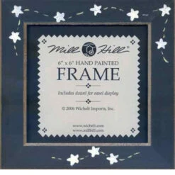 Matte Blue Stars & Stitches Mill Hill 6 X 6 Wooden Frame GBFRFA7