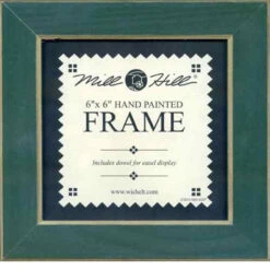 Matte Green Solid Color Gold Trim Mill Hill 6 X 6 Wooden Frame GBFRM3