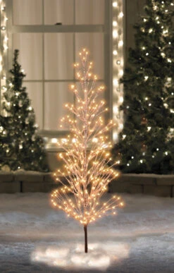 6' Pre-Lit LED Brown Artificial Christmas Tree With Icicle Lights- Clear Lights -Mew Holidays Shop 18 11217wae 6 92337.1667572595