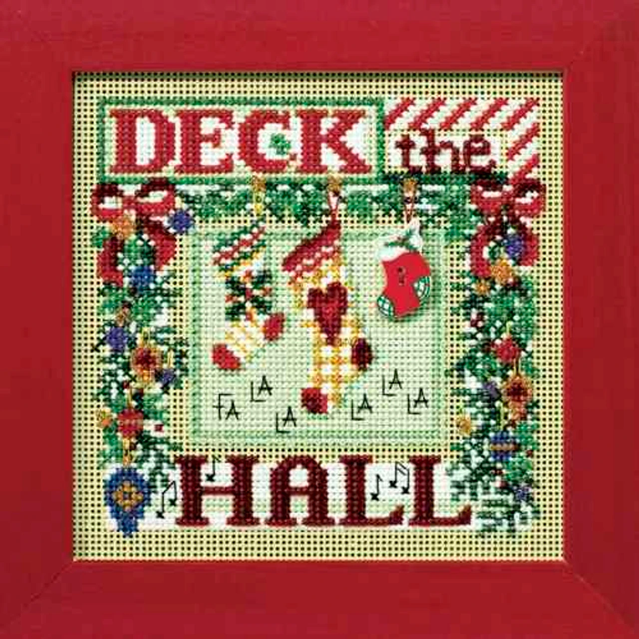 Deck The Hall Cross Stitch Kit Mill Hill 2008 Buttons & Beads Winter 4 Deck The Hall Cross Stitch Kit Mill Hill 2008 Buttons & Beads Winter - Image 2