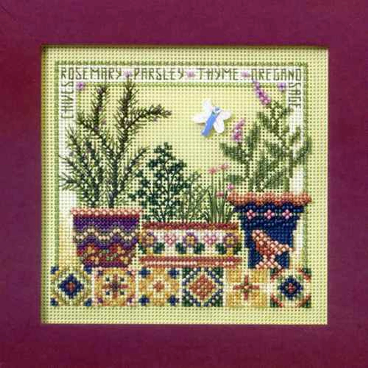 Herb Garden Cross Stitch Kit Mill Hill 2008 Buttons & Beads Spring 4 Herb Garden Cross Stitch Kit Mill Hill 2008 Buttons & Beads Spring - Image 2