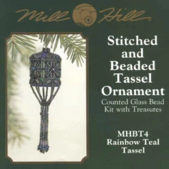 Rainbow Teal Tassel Beaded Cross Stitched Ornament Kit Mill Hill 2001 -Mew Holidays Shop 2001 rainbow teal tassel001 80785.1455054116