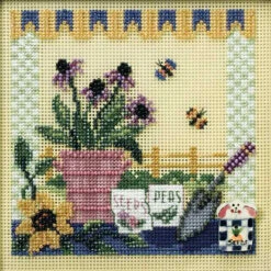 Potting Table Cross Stitch Kit Mill Hill 2008 Buttons & Beads Spring