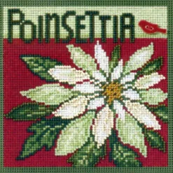 Poinsettia Cross Stitch Kit Mill Hill 2009 Buttons & Beads Winter