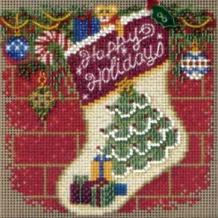 Holiday Stocking Bead Cross Stitch Kit Mill Hill 2011 Buttons & Beads