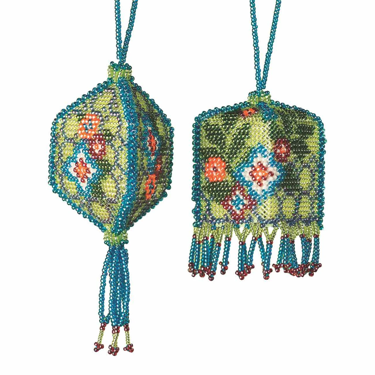 Floral Trellis Beaded Tassel Two Ornaments Kit Mill Hill 2013 Autumn 3 Floral Trellis Beaded Tassel Two Ornaments Kit Mill Hill 2013 Autumn