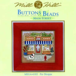 Pet Shoppe Cross Stitch Kit Mill Hill 2014 Buttons & Beads Spring -Mew Holidays Shop 2014 pet shoppe001 47590.1455055900