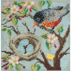 Spring Robin Cross Stitch Kit Mill Hill 2015 Buttons Beads Spring MH145103