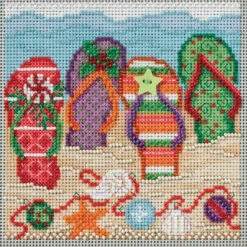 Holiday Flip Flops Cross Stitch Kit Mill Hill 2017 Buttons Beads Winter MH141735