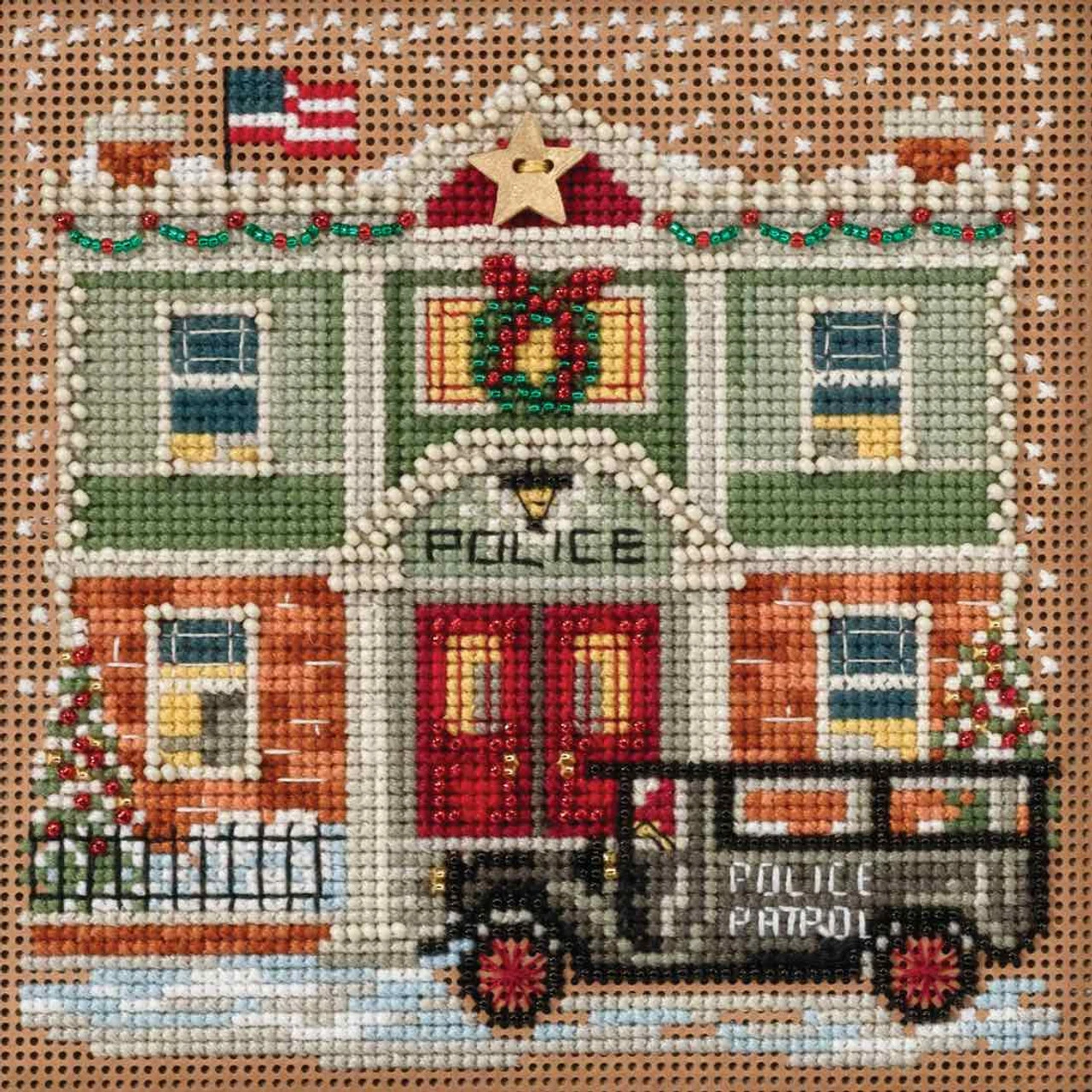 Police Station Cross Stitch Kit Mill Hill 2017 Buttons Beads Winter MH141732 3 Police Station Cross Stitch Kit Mill Hill 2017 Buttons Beads Winter MH141732