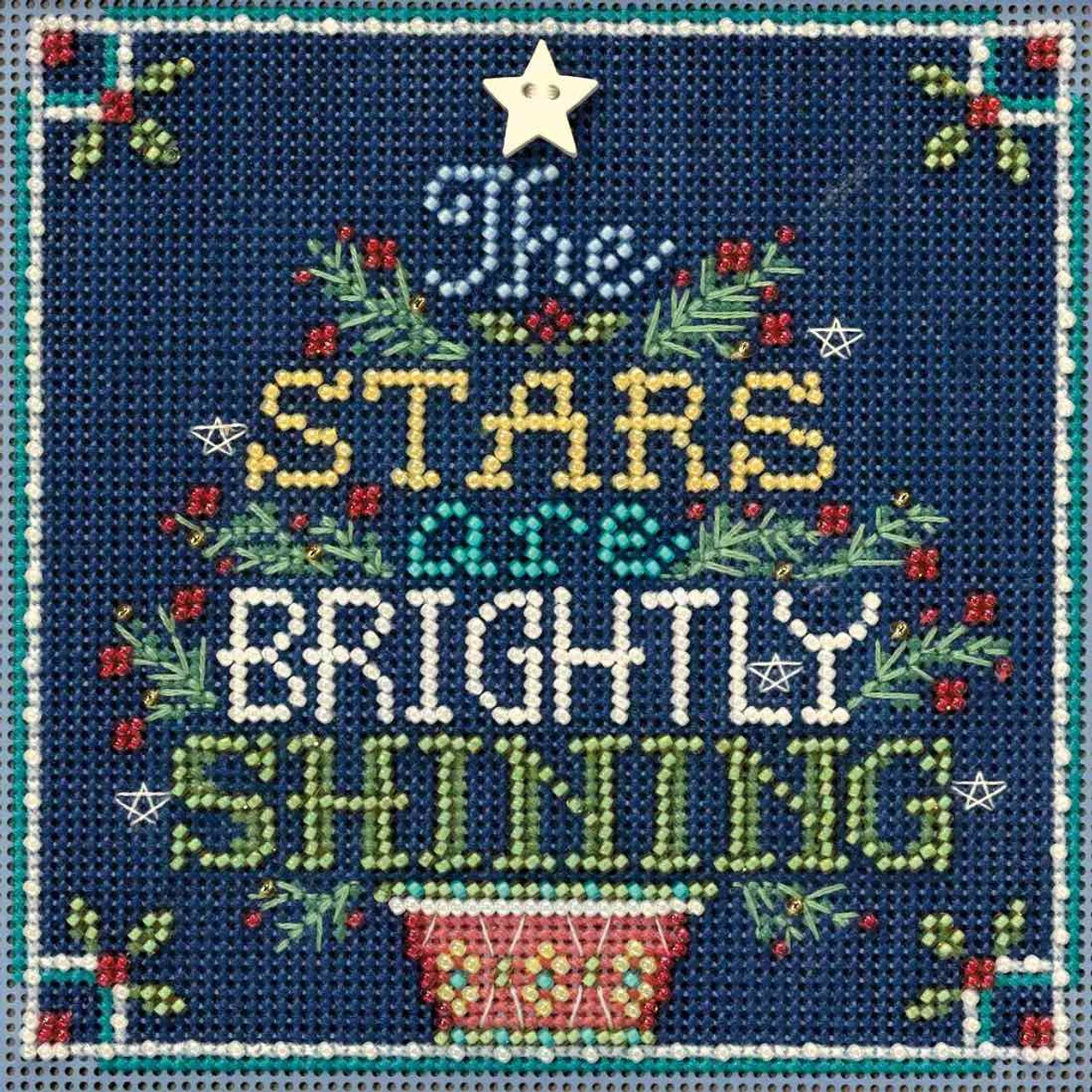 Brightly Shining Cross Stitch Kit Mill Hill 2018 Buttons Beads Winter MH141833 3 Brightly Shining Cross Stitch Kit Mill Hill 2018 Buttons Beads Winter MH141833