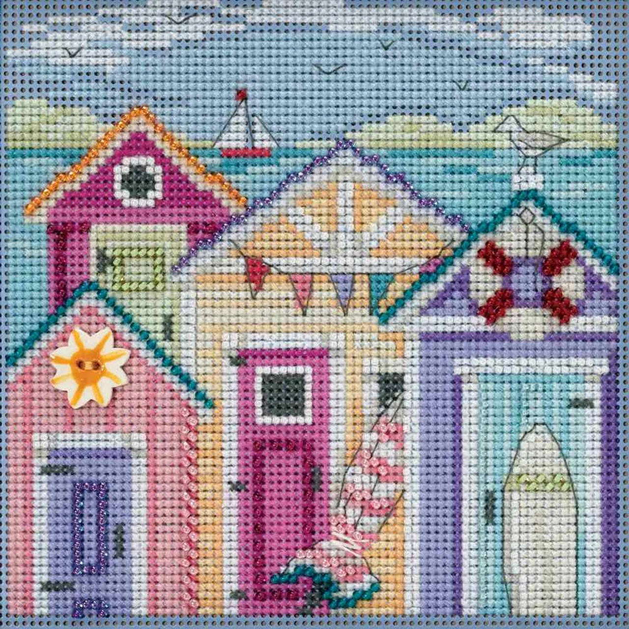 Cabana Beach Cross Stitch Kit Mill Hill 2018 Buttons & Beads Spring MH141815 3 Cabana Beach Cross Stitch Kit Mill Hill 2018 Buttons & Beads Spring MH141815