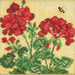 Geranium Cross Stitch Kit Mill Hill 2018 Buttons & Beads Spring MH141816
