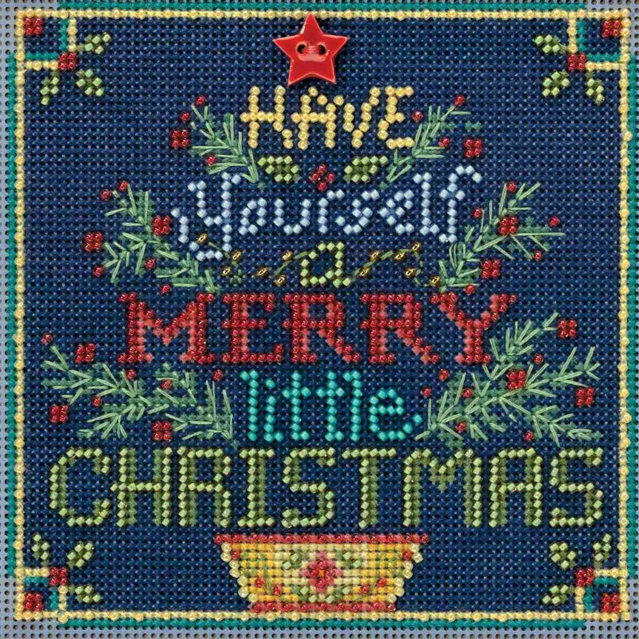 Merry Little Christmas Cross Stitch Kit Mill Hill 2018 Buttons Beads Winter MH141831 3 Merry Little Christmas Cross Stitch Kit Mill Hill 2018 Buttons Beads Winter MH141831