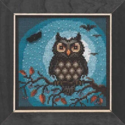 Midnight Owl Cross Stitch Kit Mill Hill 2019 Buttons & Beads Autumn MH141922 -Mew Holidays Shop 2019 midnight owl004 07782.1679841317