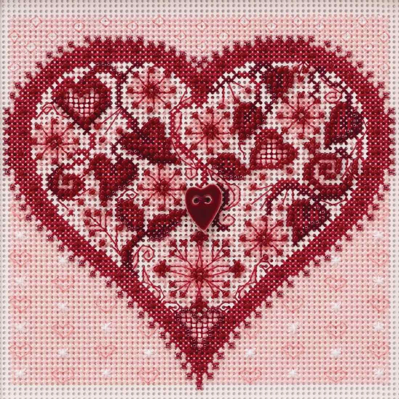 Valentine Heart Cross Stitch Kit Mill Hill 2019 Buttons & Beads Spring MH141912 3 Valentine Heart Cross Stitch Kit Mill Hill 2019 Buttons & Beads Spring MH141912