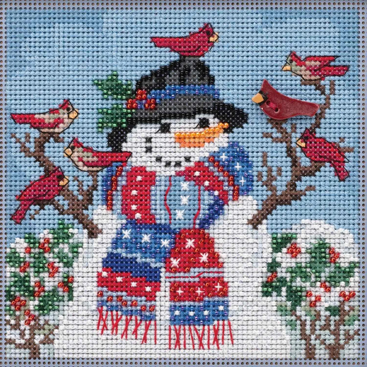 Winter Welcome Cross Stitch Kit Mill Hill 2019 Buttons Beads Winter MH141931 3 Winter Welcome Cross Stitch Kit Mill Hill 2019 Buttons Beads Winter MH141931