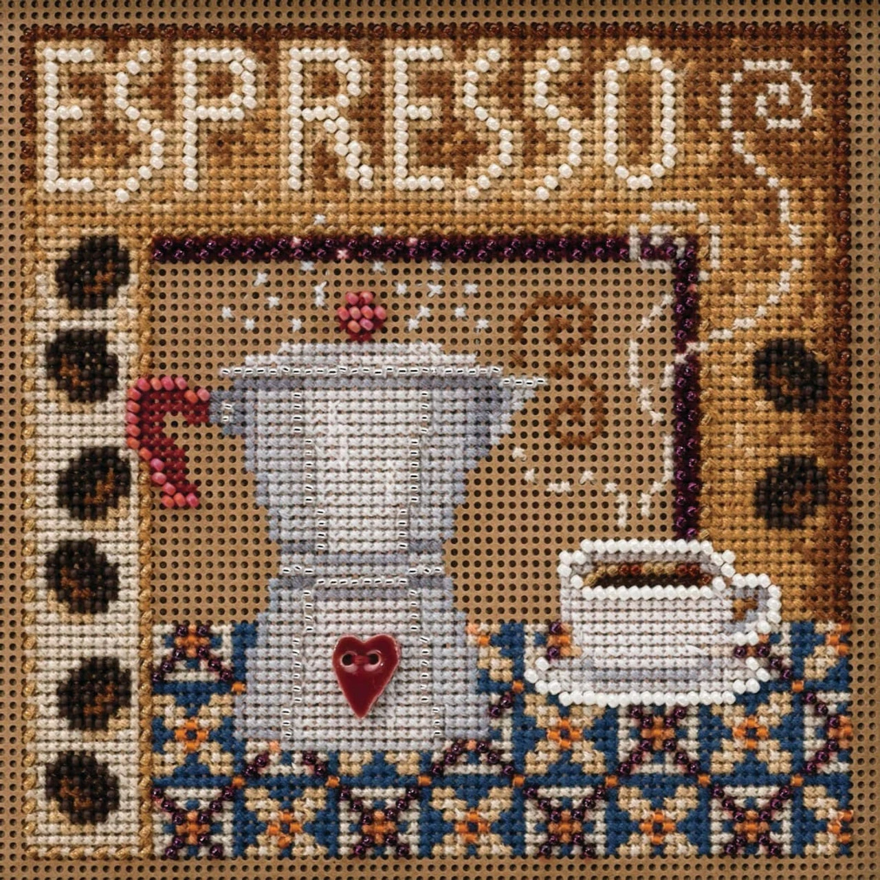 Espresso Cross Stitch Kit Mill Hill 2020 Buttons & Beads Autumn MH142024 3 Espresso Cross Stitch Kit Mill Hill 2020 Buttons & Beads Autumn MH142024
