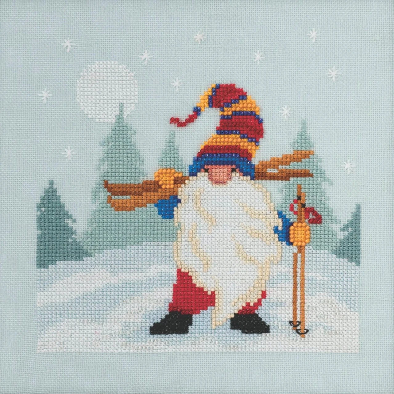 Skiing Gnome Cross Stitch Kit Mill Hill 2020 Gnome Quartet MH172011 3 Skiing Gnome Cross Stitch Kit Mill Hill 2020 Gnome Quartet MH172011