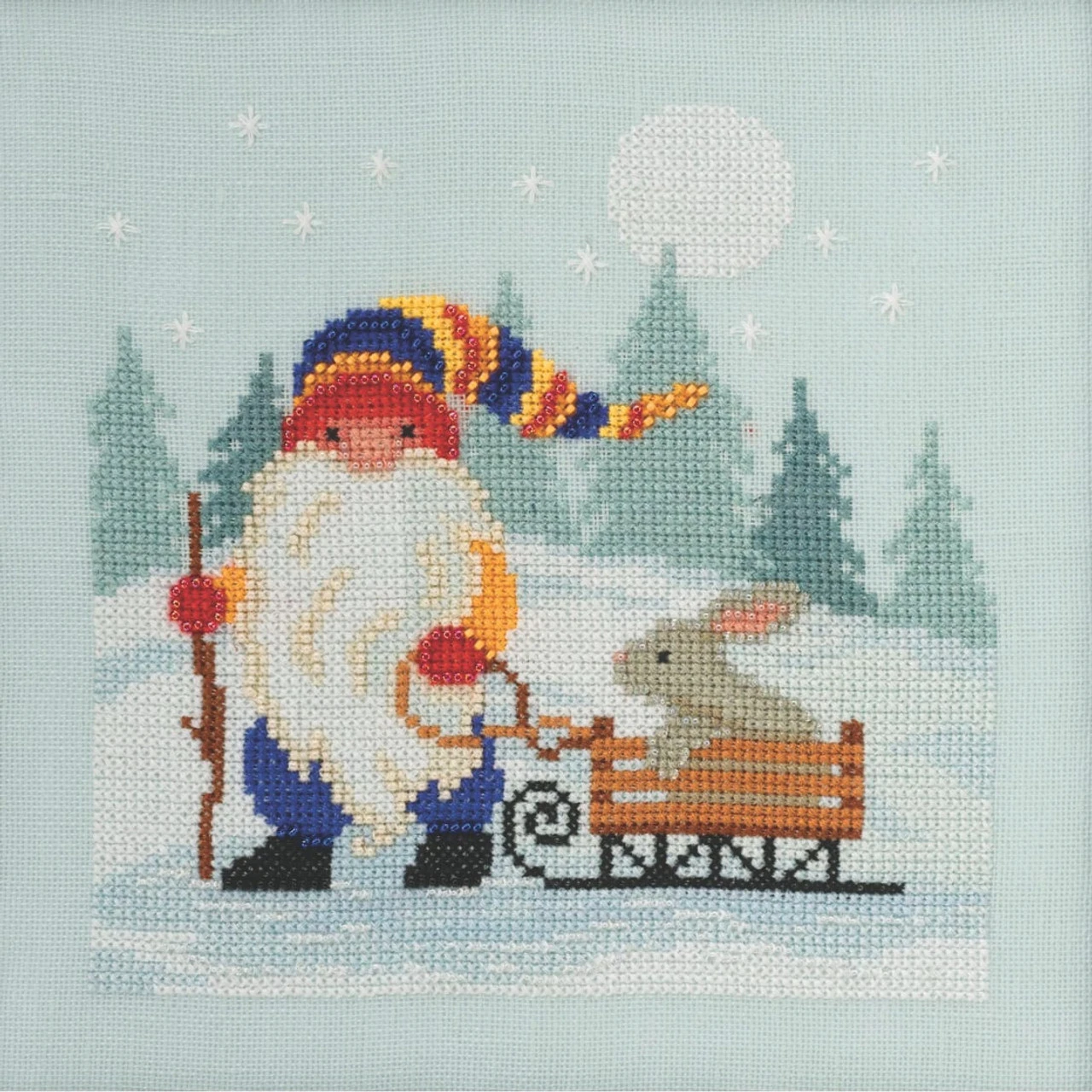 Sledding Gnome Cross Stitch Kit Mill Hill 2020 Gnome Quartet MH172012 3 Sledding Gnome Cross Stitch Kit Mill Hill 2020 Gnome Quartet MH172012