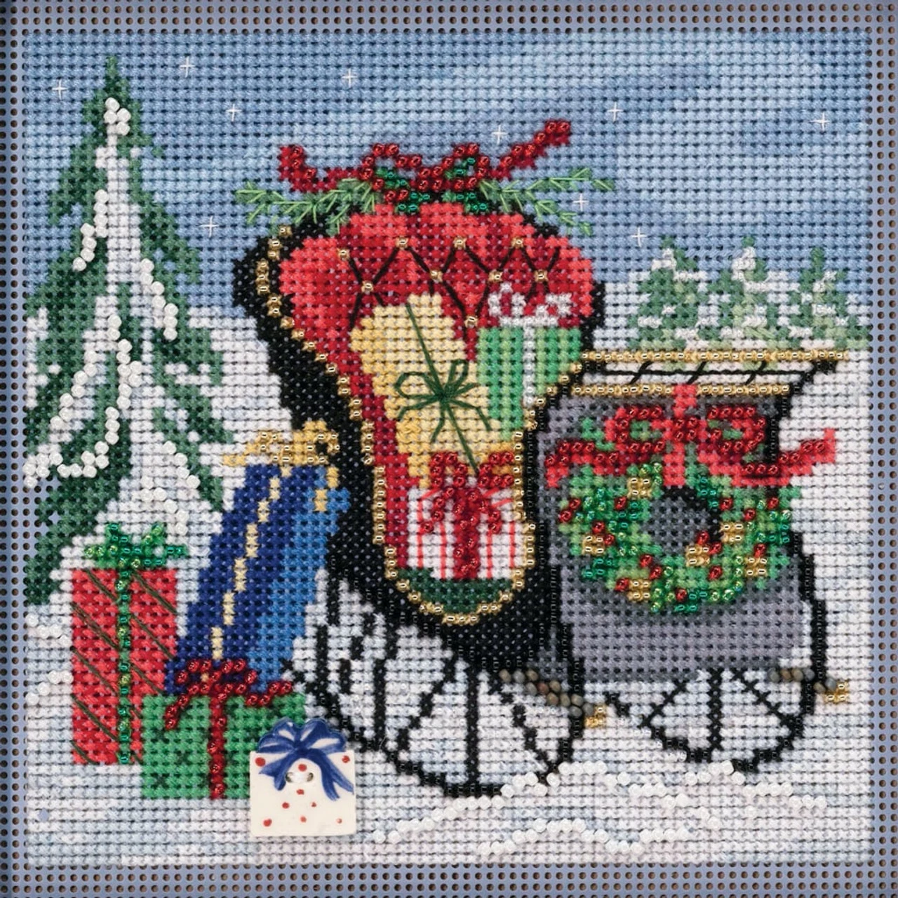 Special Delivery Cross Stitch Kit Mill Hill 2020 Buttons Beads Winter MH142034 3 Special Delivery Cross Stitch Kit Mill Hill 2020 Buttons Beads Winter MH142034