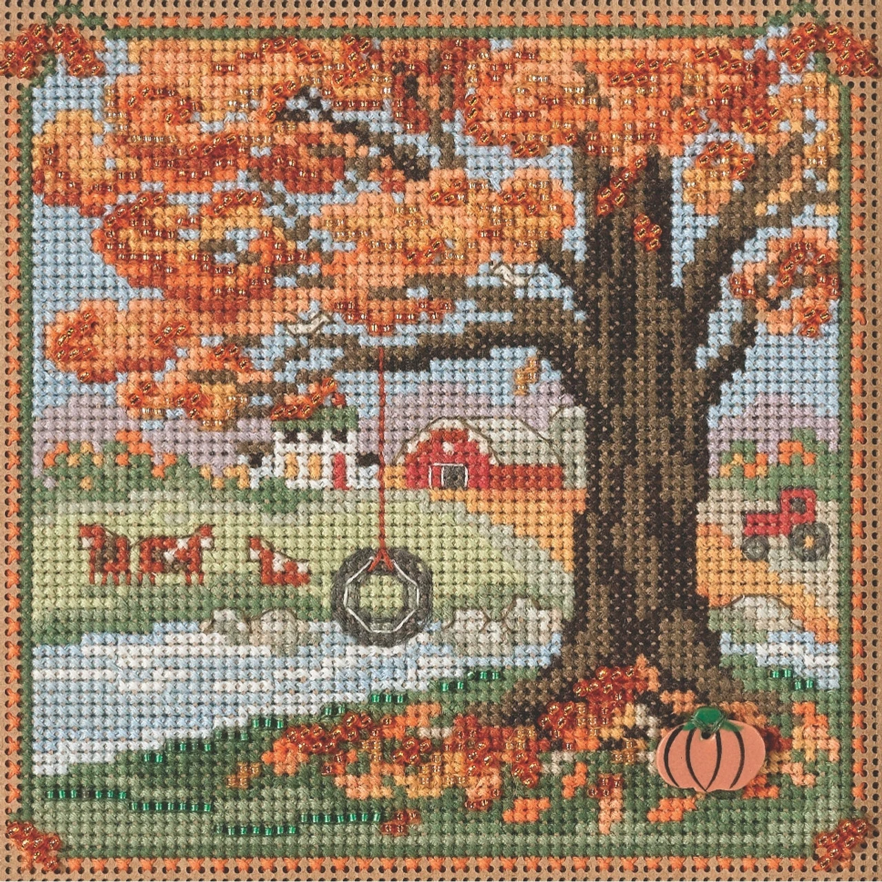 Autumn Swing Cross Stitch Kit Mill Hill 2021 Buttons & Beads Autumn MH142126 3 Autumn Swing Cross Stitch Kit Mill Hill 2021 Buttons & Beads Autumn MH142126