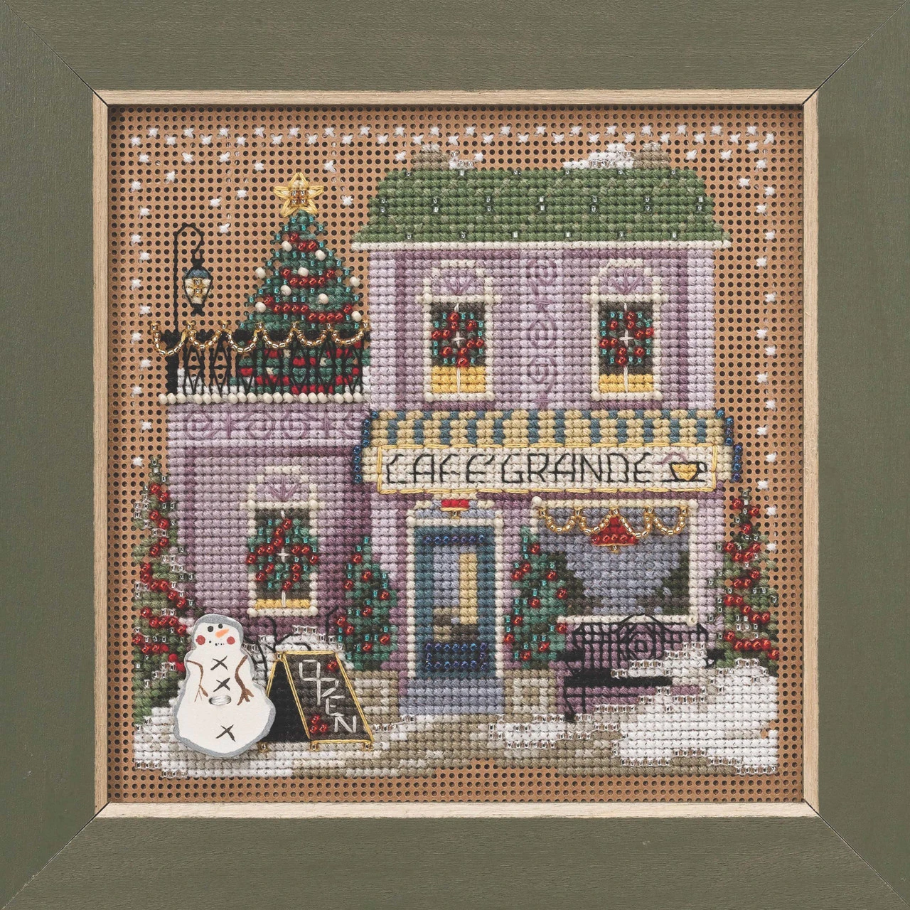 Cafe Grande Cross Stitch Kit Mill Hill 2021 Buttons Beads Winter MH142136 4 Cafe Grande Cross Stitch Kit Mill Hill 2021 Buttons Beads Winter MH142136 - Image 2