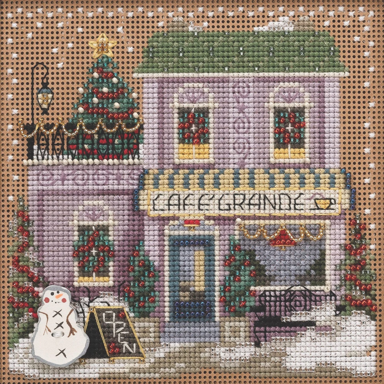 Cafe Grande Cross Stitch Kit Mill Hill 2021 Buttons Beads Winter MH142136 3 Cafe Grande Cross Stitch Kit Mill Hill 2021 Buttons Beads Winter MH142136