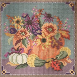 Floral Pumpkin Cross Stitch Kit Mill Hill 2021 Buttons & Beads Autumn MH142125