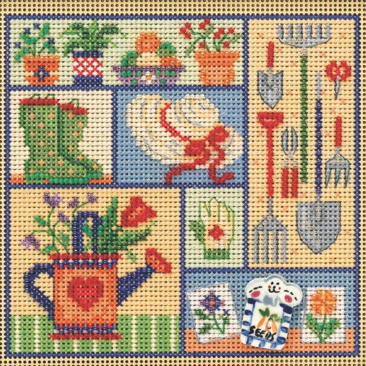 Garden Sampler Cross Stitch Kit Mill Hill 2021 Buttons & Beads Spring MH142113 3 Garden Sampler Cross Stitch Kit Mill Hill 2021 Buttons & Beads Spring MH142113