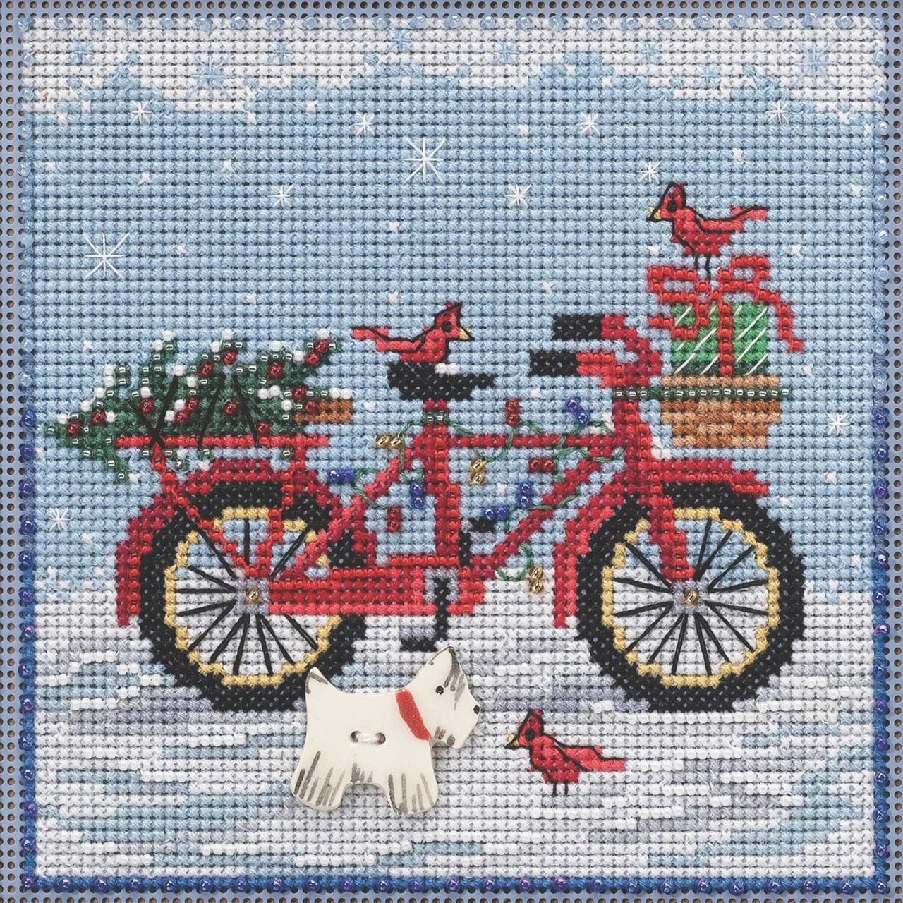 Holiday Ride Cross Stitch Kit Mill Hill 2021 Buttons Beads Winter MH142134 3 Holiday Ride Cross Stitch Kit Mill Hill 2021 Buttons Beads Winter MH142134
