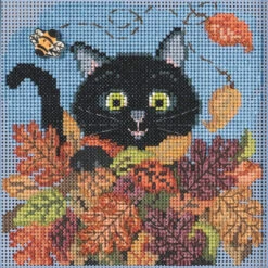 Playful Cat Cross Stitch Kit Mill Hill 2021 Buttons & Beads Autumn MH142122