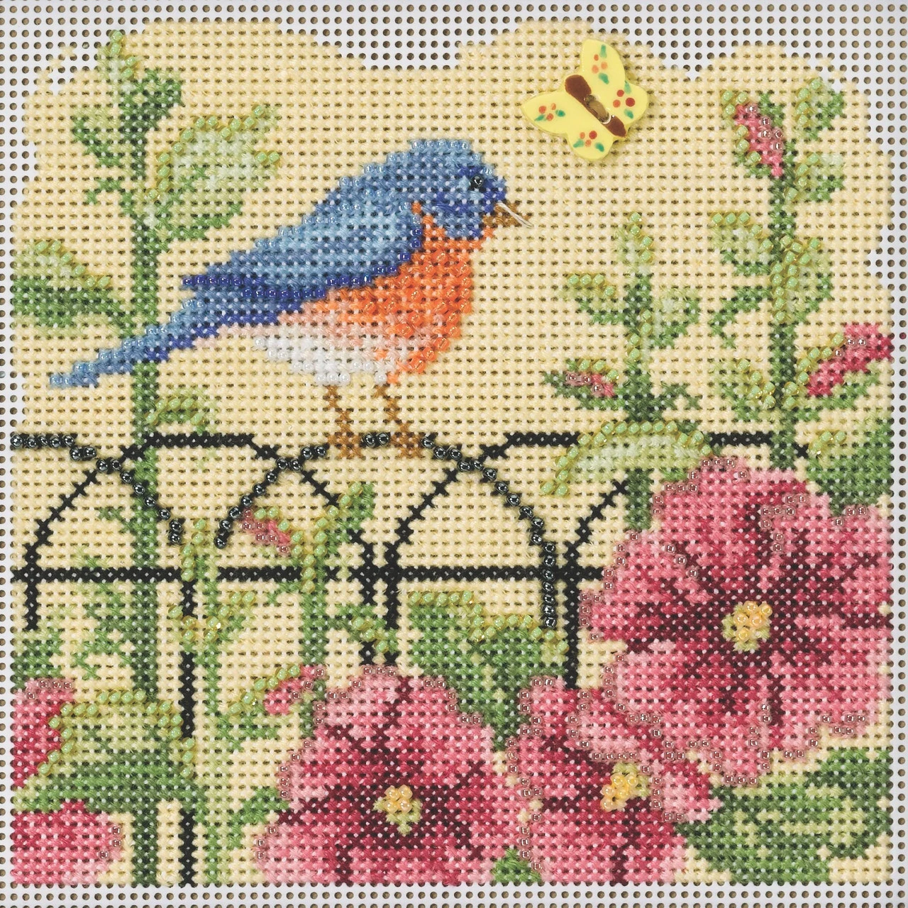 Spring Bluebird Cross Stitch Kit Mill Hill 2022 Buttons & Beads Spring MH142215 3 Spring Bluebird Cross Stitch Kit Mill Hill 2022 Buttons & Beads Spring MH142215