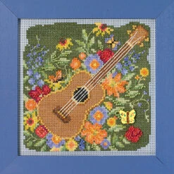 Festive Guitar Cross Stitch Kit Mill Hill 2023 Buttons Beads Spring MH142316 -Mew Holidays Shop 2023 festive guitar004 54985.1673983856