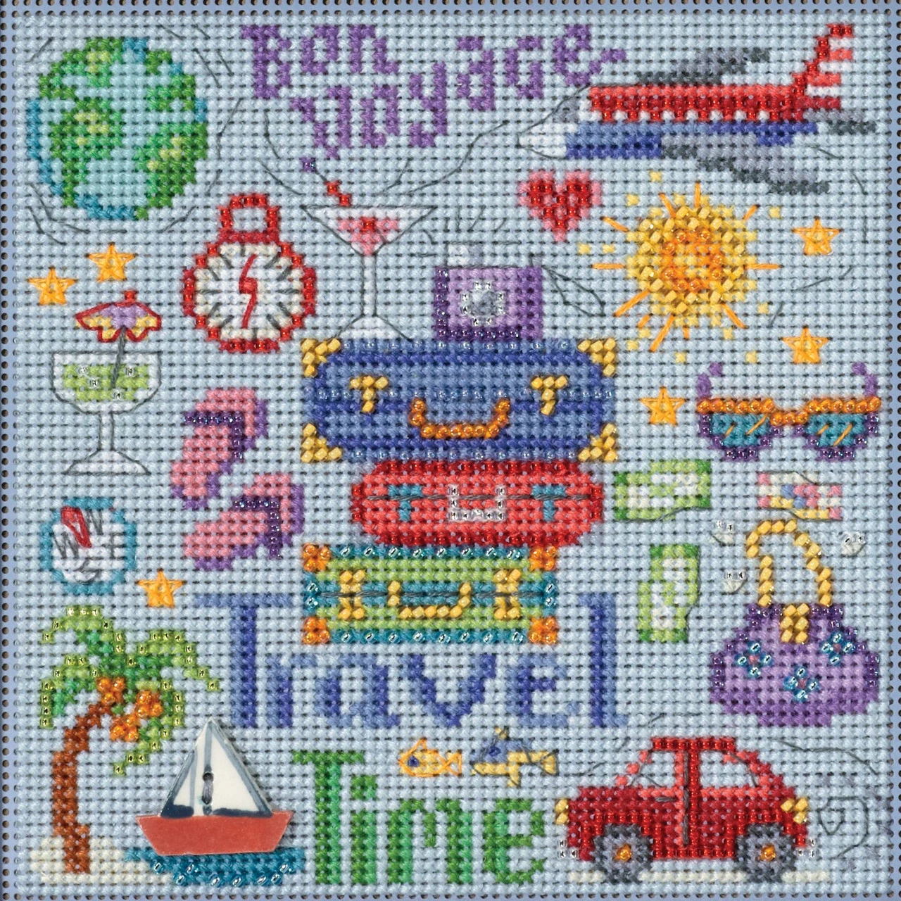 Travel Time Cross Stitch Kit Mill Hill 2023 Buttons Beads Spring MH142314 3 Travel Time Cross Stitch Kit Mill Hill 2023 Buttons Beads Spring MH142314