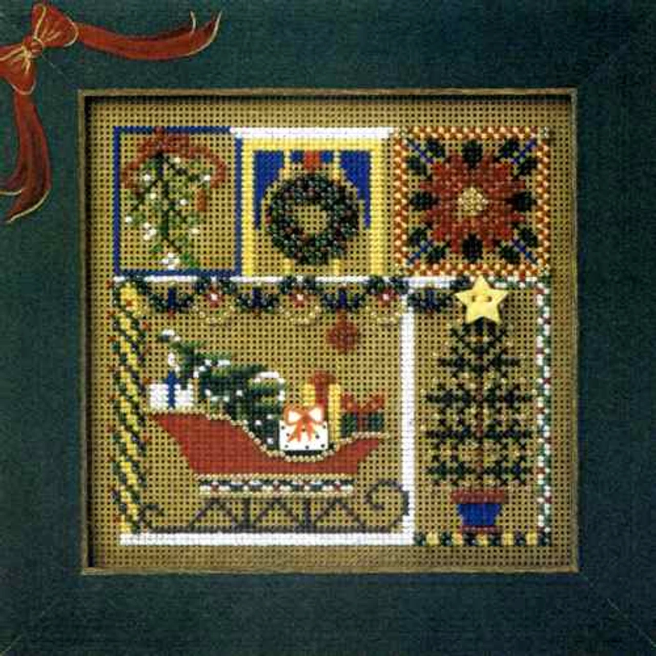 Holiday Greetings Bead Cross Stitch Kit Mill Hill 2000 Buttons & Beads 4 Holiday Greetings Bead Cross Stitch Kit Mill Hill 2000 Buttons & Beads - Image 2