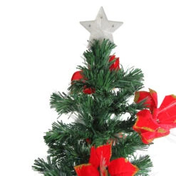 5' Pre-Lit Medium Fiber Optic Artificial Christmas Tree With Red Poinsettias - Multicolor Lights -Mew Holidays Shop dak gd 41750 2 84329.1667663658