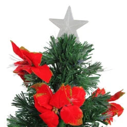 3' Pre-Lit Medium Fiber Optic Red Poinsettias Artificial Christmas Tree - Multicolor Lights -Mew Holidays Shop dak gd 47090 2 74885.1667662793