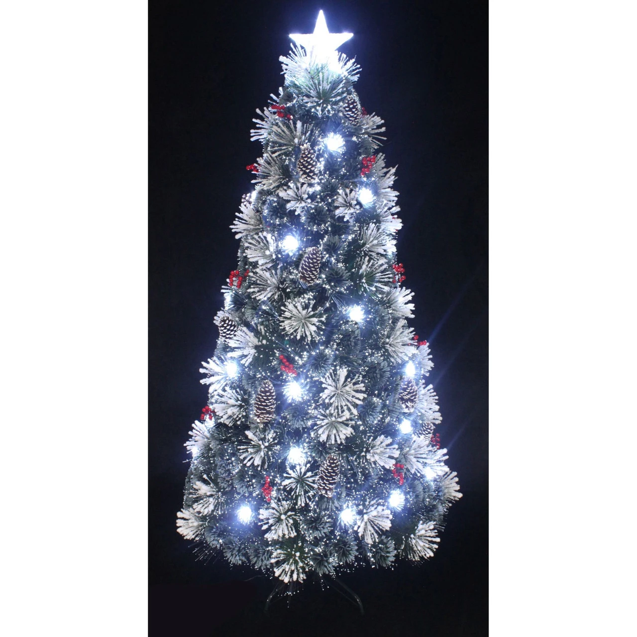 6' Pre-Lit Slim Cones And Berries Artificial Christmas Tree - LED Lights 4 6' Pre-Lit Slim Cones And Berries Artificial Christmas Tree - LED Lights - Image 2