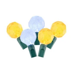 25 Gold And White LED Bubble Crystal Christmas String Lights - 12.5 Ft Green Wire