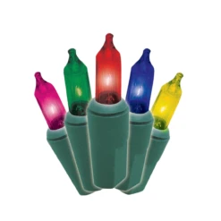 Pack Of 2 Multi-Color Mini Christmas Light Set , 21ft Green Wire