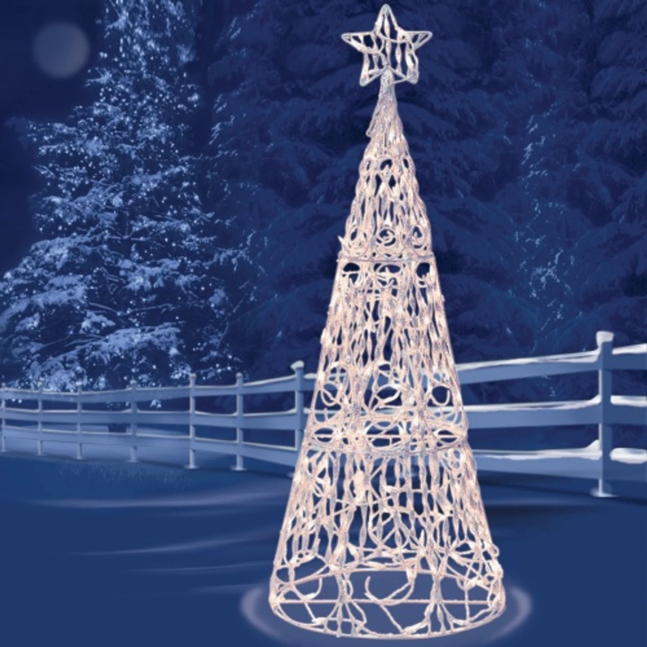 60" Winter Frost Pre-Lit LED Gold Twinkling 3-D Sculpture Christmas Tree Yard Art 4 60" Winter Frost Pre-Lit LED Gold Twinkling 3-D Sculpture Christmas Tree Yard Art - Image 2