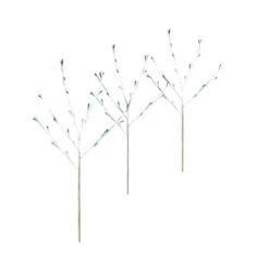 Set Of 3 Pre-Lit White Christmas Twig Tree Path Markers 30" - Twinkling Blue LED Mini Lights