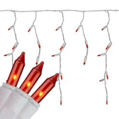 Set Of 100 Amber Orange Everglow Icicle Christmas Lights - White Wire -Mew Holidays Shop hofert 1762 26 4 15850.1667664453