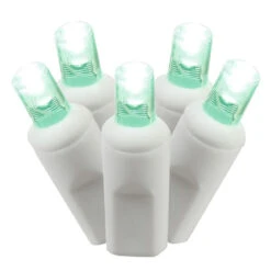 100 Green LED Wide Angle Christmas Lights - 48.75 Ft White Wire