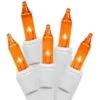 50-Count Orange Steady Mini Christmas Light Set, 9.1ft White Wire