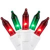 100-Count Red And Green Mini Christmas Lights - 28.8ft, White Wire
