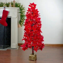 4' Pre-Lit Fiber Optic Color Changing Red Poinsettia Christmas Tree -Mew Holidays Shop northlight j15604 4 40346.1667573520