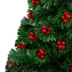 3' Pre-Lit Color Changing Fiber Optic Christmas Tree With Red Berries -Mew Holidays Shop northlight j65030 2 05101.1667530620